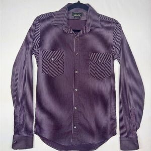 Zara Purple Casual Button Down Shirt Lightweight Cotton